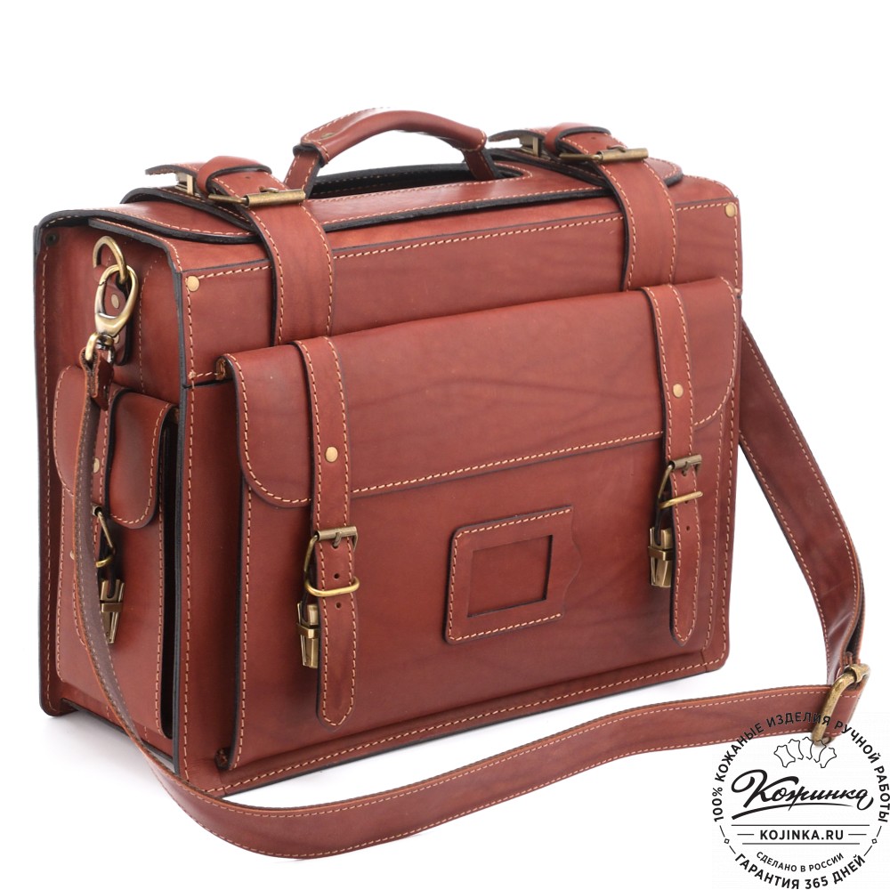 Кожаный портфель-кофр  "Универсал"  (коньяк)